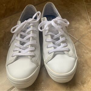 Keds White Leather Platform Sneakers size 7